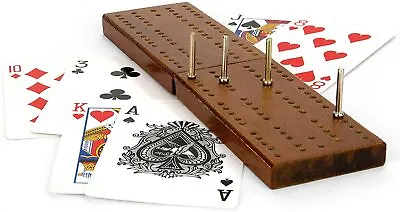 Wooden Cribbage Score Board Crib Scoring Pegs & Deck Of Playing Cards Game Set • $9.46