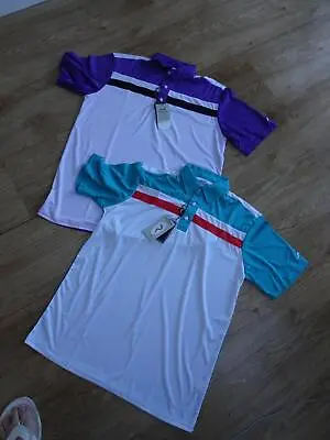 WOODWORM 2 Mens White Green Purple Golf Sports Polo T Shirt Top MEDIUM NWT • $33.03