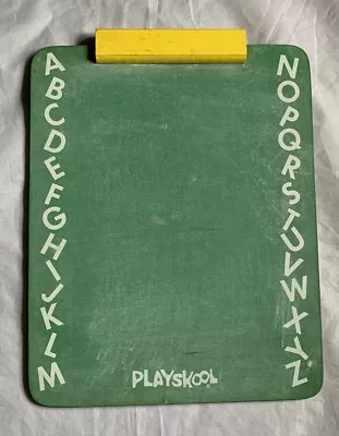Vintage Playskool 8 X 10 Green Alphabet Chalkboard Green/Yellow Handle • $15.99