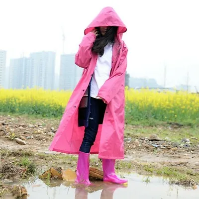 Womens Durable Poncho Hooded Long Jacket Raincoat Outdoor Travel Rainwear • $69.46