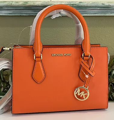 Michael Kors Sheila Small Triple Compart Zip Crossbody Bag Mk Orange Poppy Vegan • $117.99