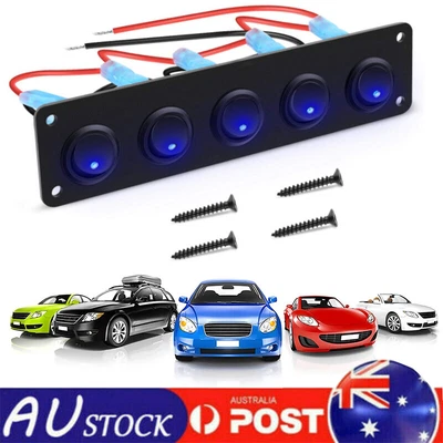 $19.56 • Buy Car 5 Gang 12V Switch Panel LED Rocker USB ON-OFF Toggle For Boat Marine Caravan