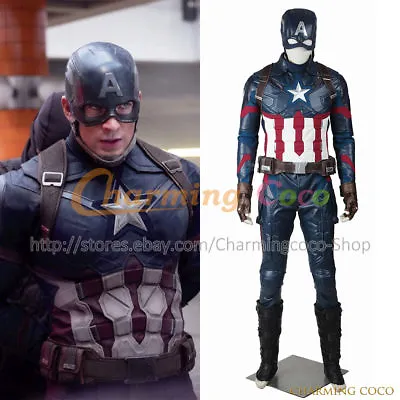 Captain America 3: Civil War Cosplay Steve Rogers Costume Halloween Jumpsuit New • $469.99