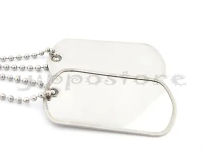 Military Spec. Army Blank Shiny Dog Tag Set W/ Stainless Steel Ball Chains • $4.95