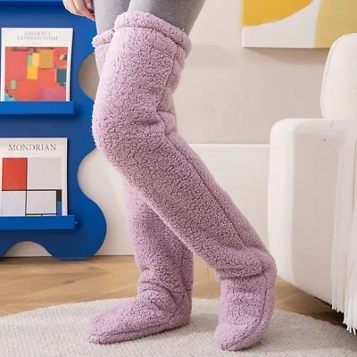 Over Knee High Fuzzy Long Socks Plush Slipper Stockings Leg Warmers Winter✨a • $19.89