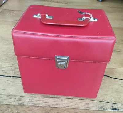 Red Vintage Record Vinyl Carry Case 7  LP  Storage Box . Carries Approx 50. • £5.50