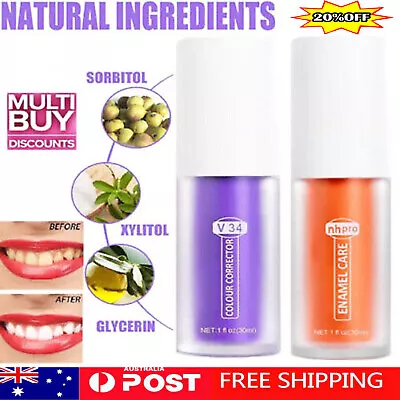 $12.98 • Buy V34 Colour Corrector Teeth Whitening Sensitive Teeth Toothpaste Gel Oral Hygiene