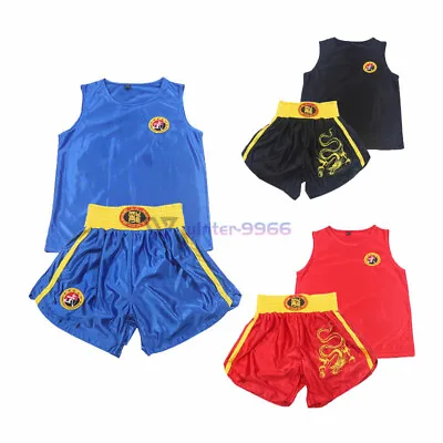 Boxing MMA Muay Thai Kung Fu Martial Art Dragon Sanda Train Uniform Unisex Child • £23.98