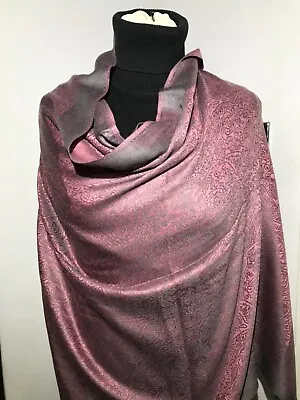 Pashmina Shawl Scarf Wrap Silk Feel Woven Paisley Pattern Reversible Baby Pink • £9.99