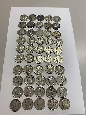 Mercury Dime Roll Mixed 90% Silver  50 Actual Coins In The Pics-REEDERSONG • $124.98