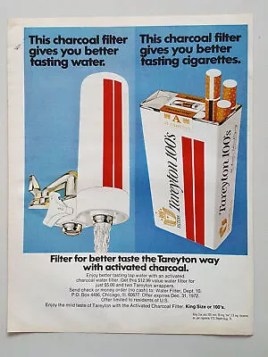 1972 Tareyton 100s Filter Cigarettes Smoking Water Filter Vtg Magazine Print Ad • $9.99