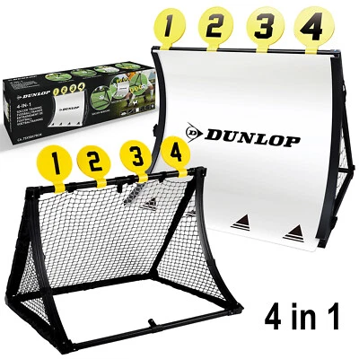 Dunlop 4 In 1 Outdoor Garden Football Goal Net Trainer Rebounder Set Soccer Ball • £29.99