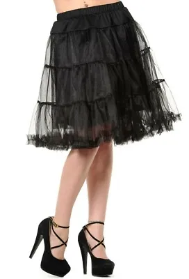 £9.99 • Buy Black 50's Rockabilly 23  Petticoat Net Skirt BANNED UK LGE 14-18 Prom Wedding 