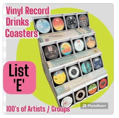 Original Vinyl Record DRINKS COASTERS - Upcycled List E • £9.85