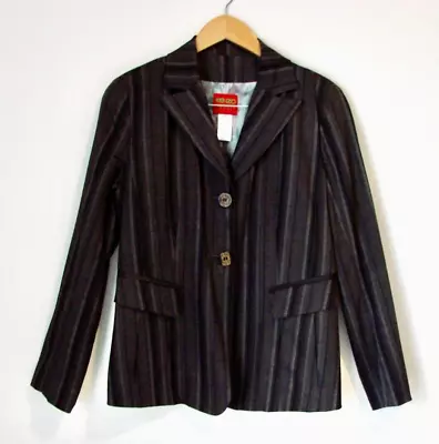 Vintage Kenzo Jungle Wool Mohair Suit Jacket 80s Black Brown Stripe Blazer 44 • $125.62