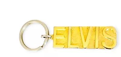 Vintage Elvis Presley Keychain Goldtone Metal Name Keyring King Of Rock & Roll • $23.40