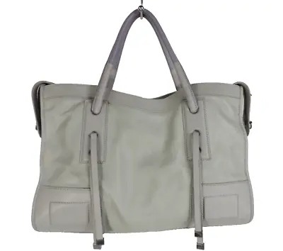 CHARLES JOURDAN Gray Pebble Leather Shoulder Bag Purse Handbag Double Handle Zip • $32.20