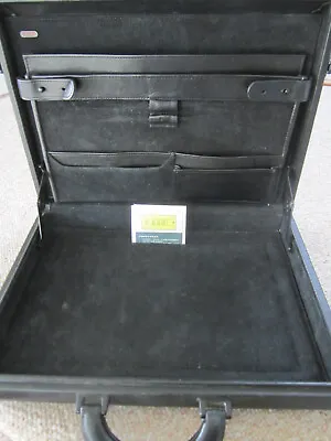 Tumi Vintage Black Leather 17” Hard Briefcase Suede Interior Combo Lock • $149.99