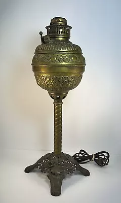 Antique Victorian Oil Kerosene Brass Lamp Converted To Electric *Not Tested* • $60