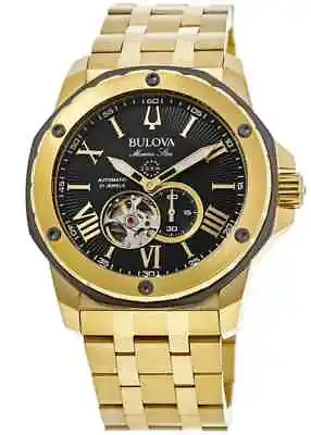 Bulova  Men's Automatic Marine Star Gold / Black Dial Sub Dial Watch 98a273 • $333.75