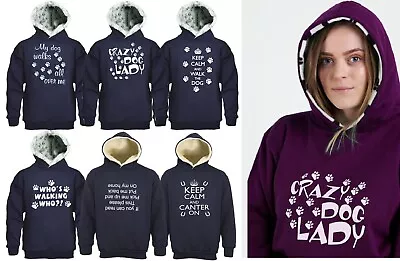 Hazy Blue Hoodie Slogan Sweatshirt Keep Calm Walking Dog Crazy Dog Lady • £19.99