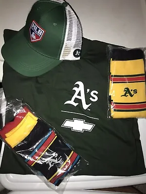 Oakland A’s Athletics Size Large SGA Chevy T-Shirt Trucker Hat 2 Heritage Socks • $18