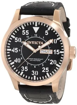 Invicta Men's 11195 Specialty Black Date-Day Dial Black Leather Quartz Watch • £120.53