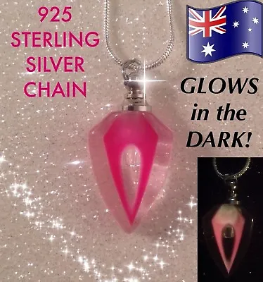 $8.95 • Buy GLOW In The DARK Glass Bottle Essential Oil Diffuser Sterling Silver Necklace