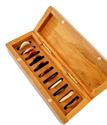 Musical Gift Set Of 11 Assorted Guitar Picks Plectrum With Handmade Wodden Box • $34