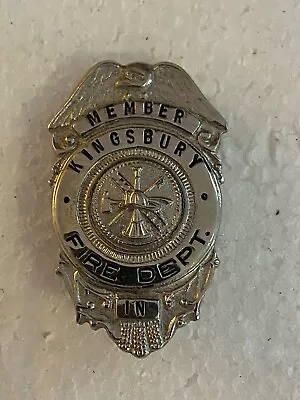 Kingsbury Indiana Vintage Member Fire Department Badge 1.5” Long  With Clip • $49.99