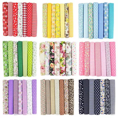 7x Cotton Fabric Bundles Squares Patchwork Quilting DIY Craft Material Scraps • £4.14