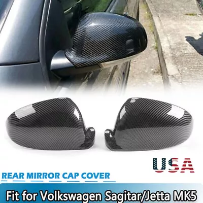 For VW Golf 5 MK5 GTI Passat Jetta 2x Side Mirror Covers Caps Carbon Fiber Look • $29.98