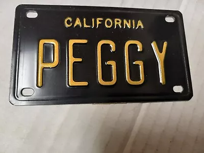 Vintage Black California Metal Bike License Plate For Stingray   PEGGY” 1960's • $19.67