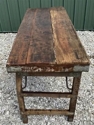 Rustic Folding Table Vintage Dining Room Table Kitchen Island Sofa Table B37 • $695