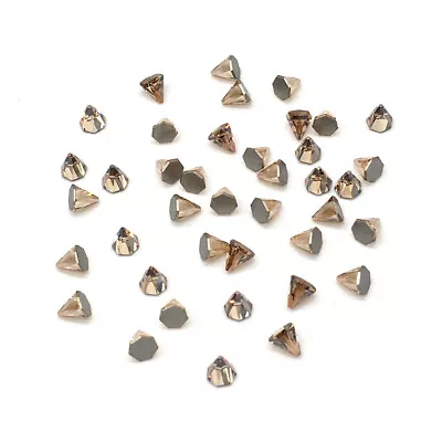 8 Swarovski 2019 Round Spike Flatback 4x4mm Nail Art Tiny CRYSTAL GOLDEN SHADOW • $11.15