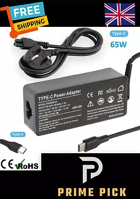 £12.99 • Buy 65W USB-C Type-C AC Adapter Laptop Charger For Apple HP Lenovo Dell Acer ASUS-UK