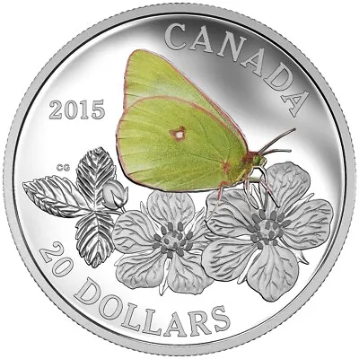$73.57 • Buy 2015 $20 Fine Silver Coin - Butterflies Of Canada - Colias Gigantea
