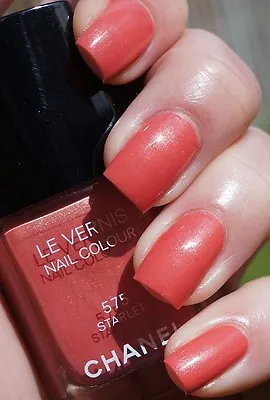 CHANEL Vernis STARLET 575 Coral Orange Pink Pearl Shimmer Nail Polish BNIB RARE! • £45