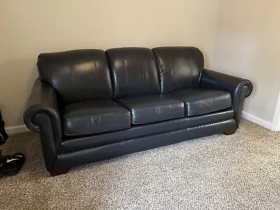 La-Z-Boy Black Leather Pull-out Couch • $250