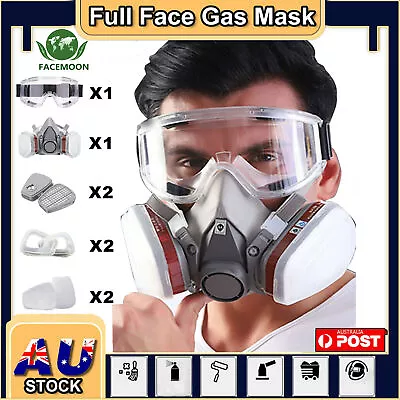 $25.59 • Buy 6200 Reusable Full Face Cover Respirator Mask W/Filter Cotton For Painting Dust