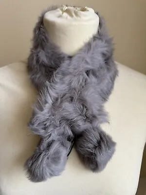 Codello Real Rabbit Fur Scarf Choker Collar New Grey • $12