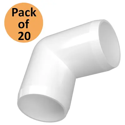 PVC FORTS 1/2 Inch 2 Way 90° Elbow PVC Fitting Connector White (Pack Of 20) • $12.99