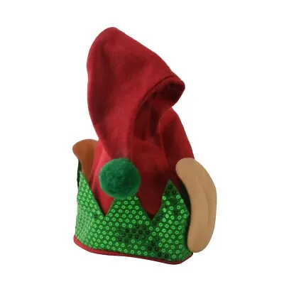 Red Green Sequin Felt Santa Christmas Elf Ears Hat Xmas Party Costume Accessory • $9.49