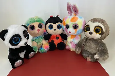 TY ☆ BEANIE BOOS ☆ Bundle Incl. Panda Poodle Ladybug ++ - Soft Toy Plush Lot 2 • $28