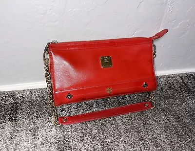 Women’s Mcm Purse Shoulder Bag Zip Red Gold Coloured Chain / Hardware • $39.99
