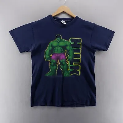 Vintage The Incredible Hulk T Shirt Medium Blue Movie Promo 2003 Short Sleeve • £24.99