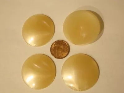6 VINTAGE PEARLIZED PEACH ACRYLIC 35mm. ROUND FACETED EDGE DECO CABOCHONS 646 • $2.24
