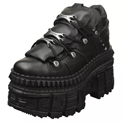 New Rock M-wall106-s9 Unisex Black Platform Boots - 8 UK • £219.49