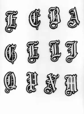 $1.75 • Buy 1  Old English Embroidered White Patch Pick Letters Iron On Or Sew On 