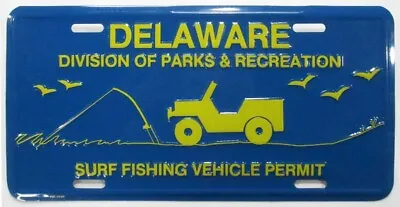 Vintage Unused Delaware 1990s Surf Fishing Permit License Plate Jeep CJ Booster • $39.95